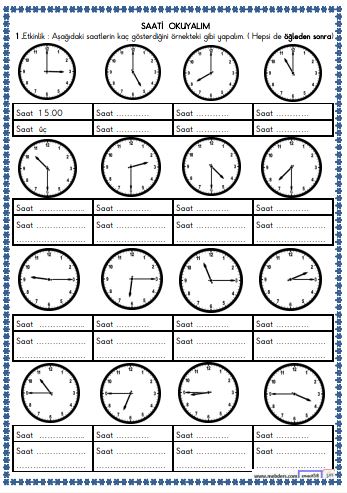 2. Sınıf Matematik Zamanı Ölçme - Saat Etkinliği 2