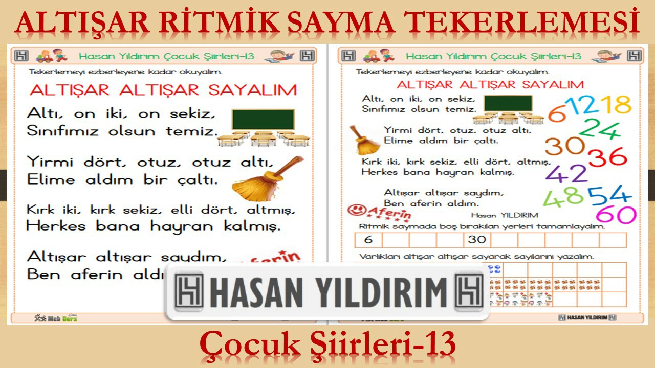 Altışar Ritmik Sayma Tekerlemesi (Çocuk Şiirleri-13)