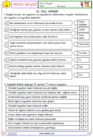 2. Sınıf Hayat Bilgisi Bu okul Hepimizin Etkinliği