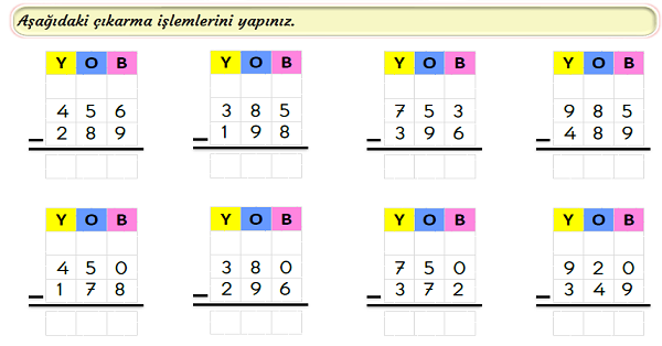 3.Sınıf Matematik Çıkarma İşlemi-Onluk Bozarak-2