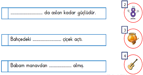 1.Sınıf Türkçe Cümle Çalışması Etkinliği 12