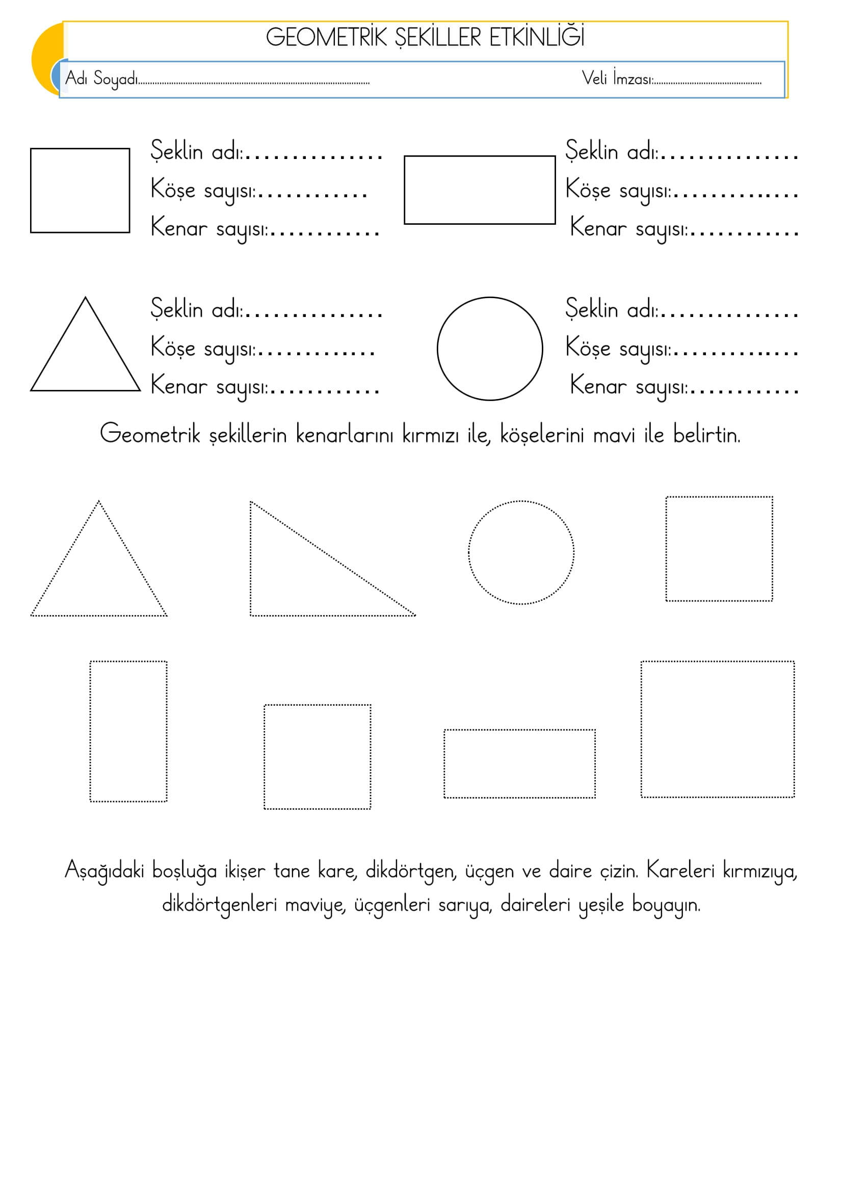 1.Sınıf Matematik Geometrik Şekiller Etkinliği-13