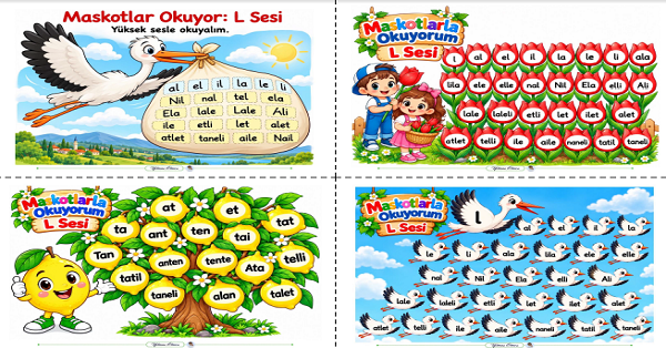 1. Sınıf İlk Okuma Yazma L SESİ Maskotlarla Okuyorum Renkli Etkinliği