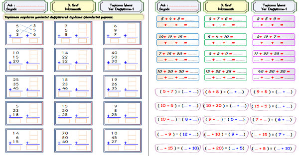 3.Sınıf Matematik Toplama İşlemi-Yer Değiştirme-1