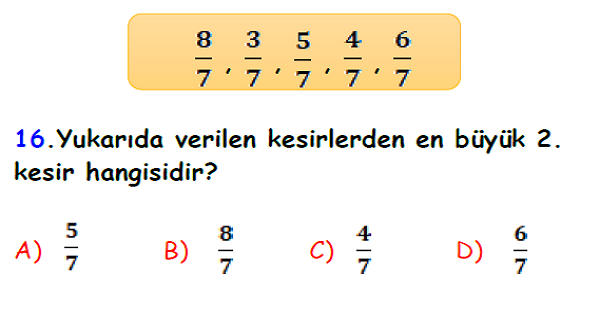 4.Sınıf Matematik Kesirler Yaprak Test-8