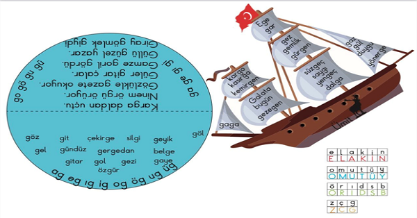 1.Sınıf İlk Okuma Yazma (G-g Sesi) Gemi Katla-Boya-Oku Çalışması