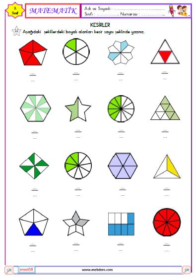 3. Sınıf Matematik Kesirler Etkinliği 6