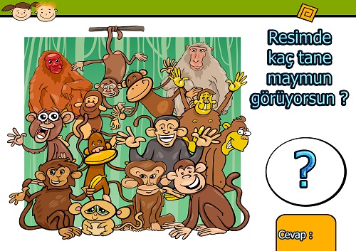 Resimde kaç tane maymun var ? Eğlenceli matematik etkinliği