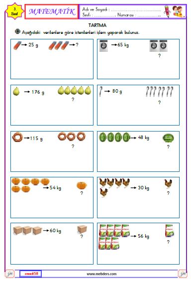 3. Sınıf Matematik Tartma Etkinliği 4