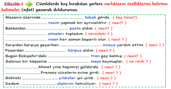 3.Sınıf Türkçe (Ön Ad-Sıfat) Varlıkların Özellikleri-3