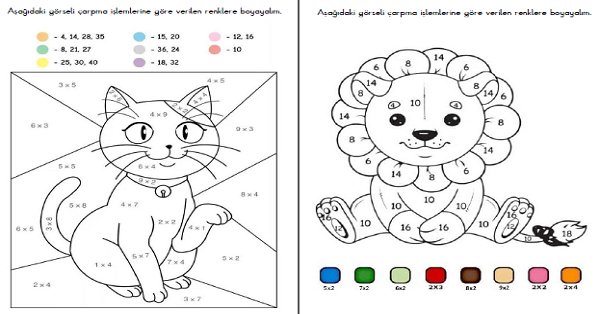 2. Sınıf Matematik Boyamalı Çarpma İşlemi Etkinliği 1