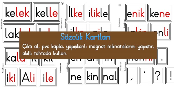 1.Sınıf İlk Okuma 1.Grup Harfler Sözcük Kartları