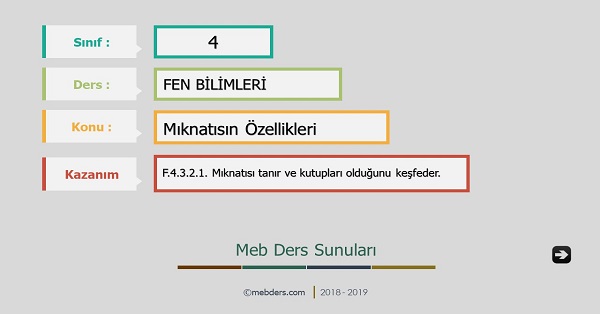 4.Sınıf Fen Bilimleri Mıknatısın Özellikleri Sunusu