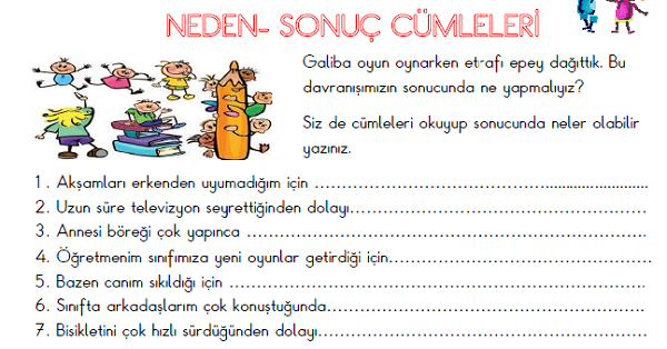 2.Sınıf Türkçe Neden-Sonuç Cümleleri Etkinliği