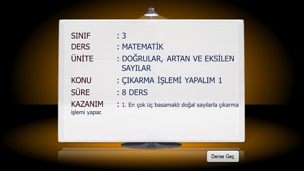 3.Sınıf Matematik Çıkarma İşlemi Yapalım Sunusu