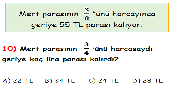 4.Sınıf Matematik Kesirler Yaprak Test-3