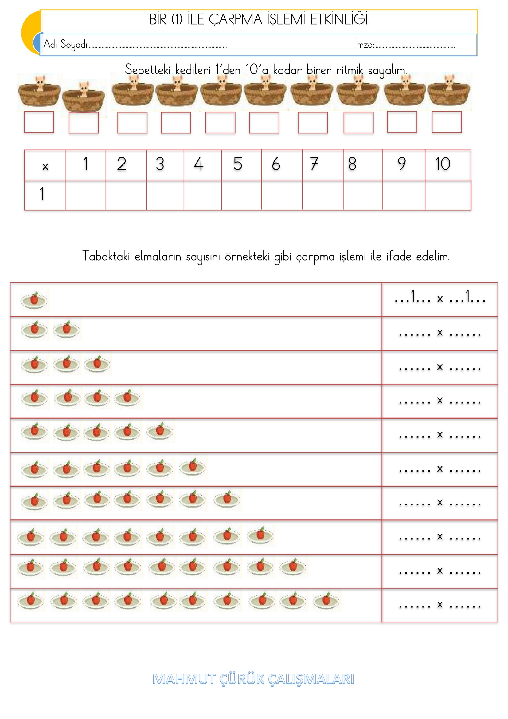 2.Sınıf - Matematik Bir İle Çarpma İşlemi Etkinliği