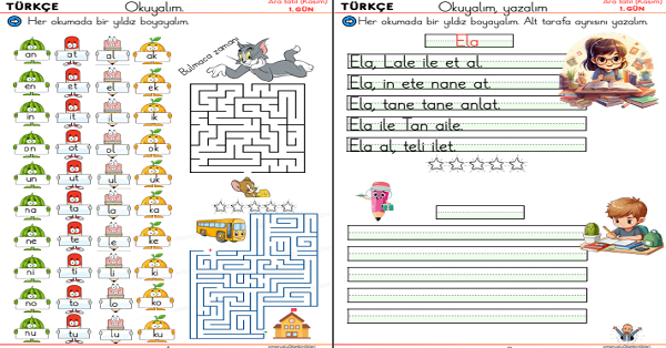 1. Sınıf Kasım Ara Tatil Çalışma Etkinlikleri (28 Sayfa)