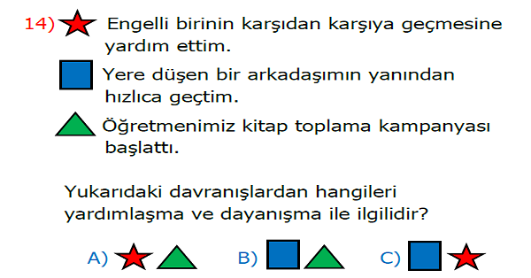 3.Sınıf Hayat Bilgisi Yardım Kampanyası Düzenliyoruz Kazanım Testi