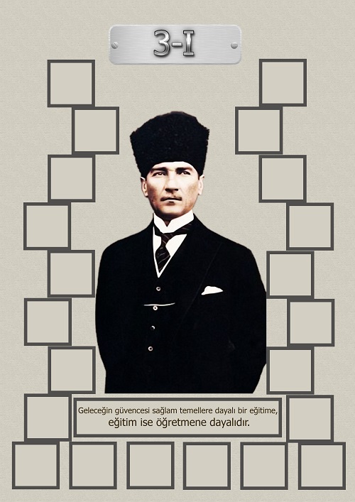 Model 15, 3I şubesi için Atatürk temalı, fotoğraf eklemeli kapı süslemesi - 22 öğrencilik