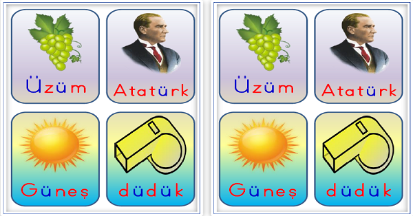 1.Sınıf İlk Okuma Yazma Harf Sezdirme Kartları Ü-ü Sesi