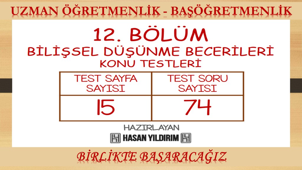 Uzman Öğretmenlik ve Başöğretmenlik Konu Testleri - 12. Bölüm (Tek PDF)