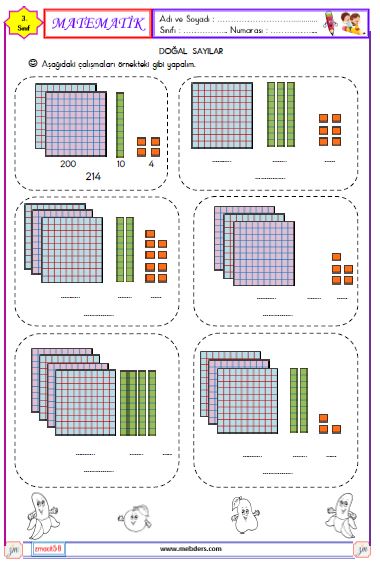 3. Sınıf Matematik Doğal Sayıları Okuma ve Yazma Etkinliği 2