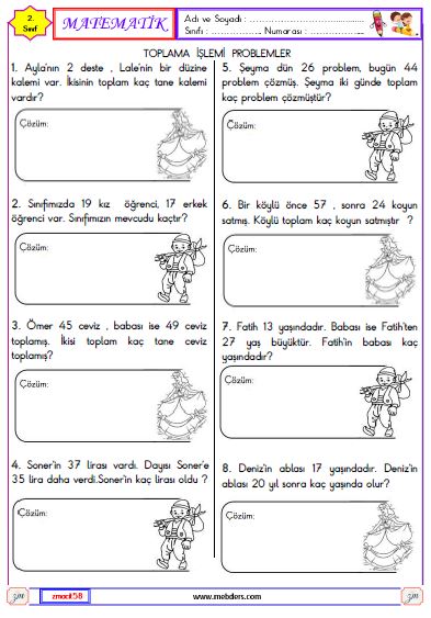 2. Sınıf Matematik Toplama İşlemi Problemleri Etkinliği 3