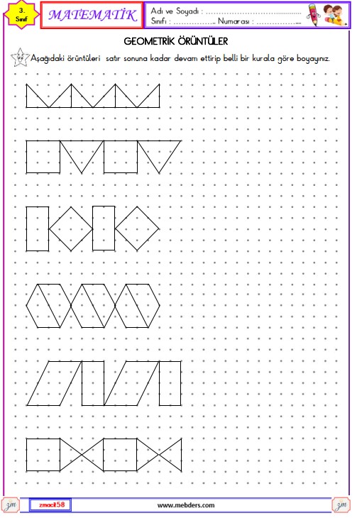 3. Sınıf Matematik Geometrik Örüntüler Etkinliği 1