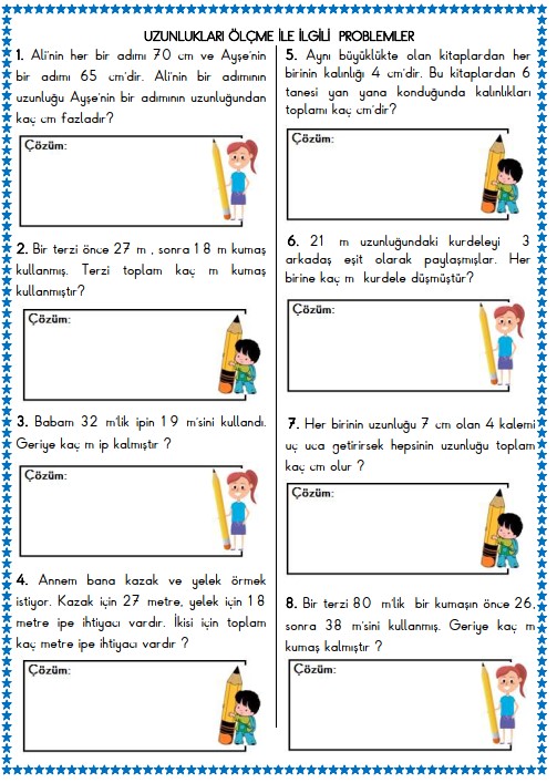 2. Sınıf Matematik Uzunluk Ölçme İle İlgili Problemler Etkinliği 11
