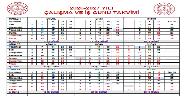 2026-2027 Eğitim Öğretim Yılı Çalışma ve İş Günü Takvimi-2