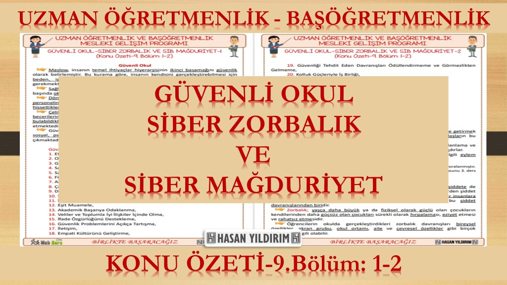 Güvenli Okul - Siber Zorbalık ve Siber Mağduriyet (Konu Özeti-9.Bölüm: 1-2)