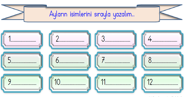 1.Sınıf Matematik Zamanı Ölçme -Takvim (Ay-Hafta-Gün) Etkinliği 3