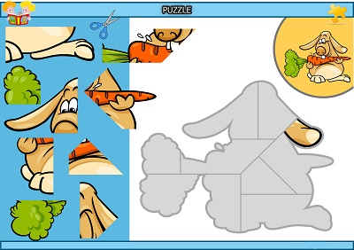 Kes yapıştırtavşan puzzle etkinlik