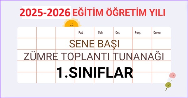 2025-2026 Eğitim Öğretim Yılı 1.Sınıflar Sene Başı Zümre Öğretmenler Kurulu Toplantı Tutanağı
