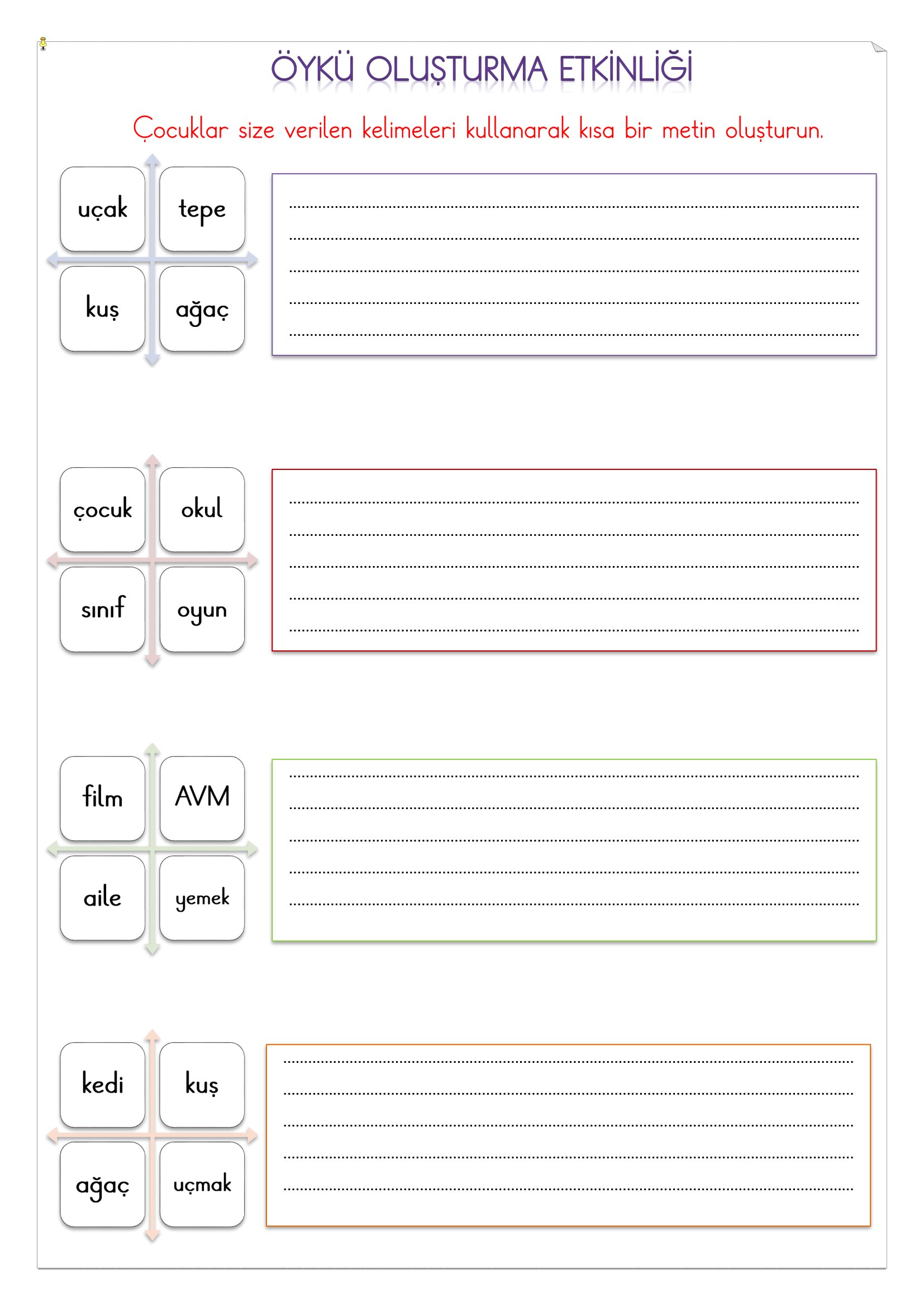 1.Sınıf - Türkçe Öykü Oluşturma Etkinliği-3