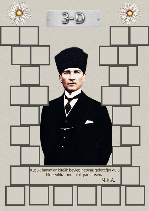 Model 15, 3D şubesi için Atatürk temalı, fotoğraf eklemeli kapı süslemesi - 28 öğrencilik