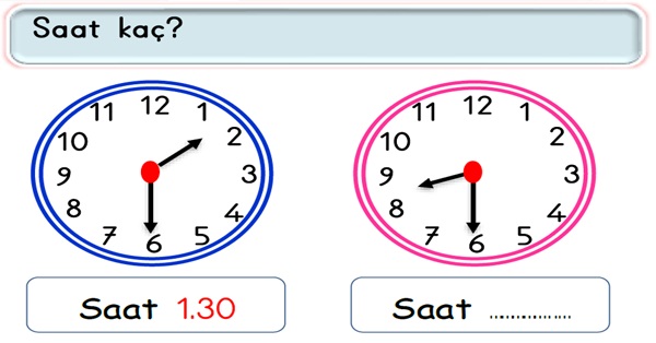 2.Sınıf Matematik Zamanı Ölçme Etkinliği-1