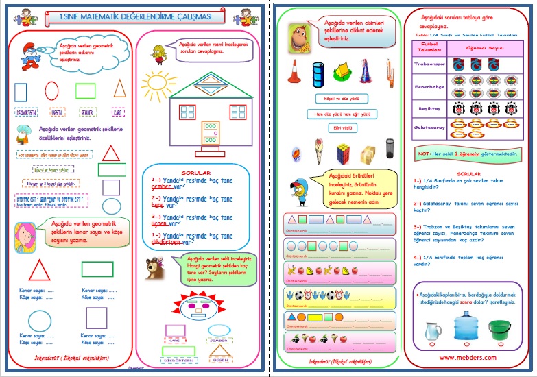 1.Sınıf Matematik Dersi Değerlendirme Çalışması  4