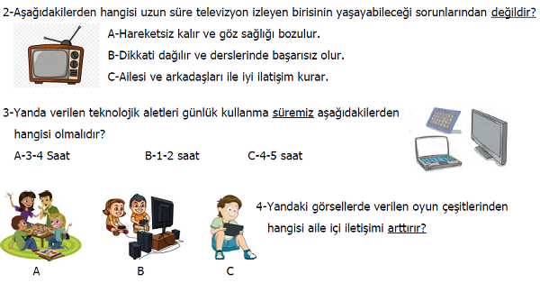 1.Sınıf Hayat Bilgisi Teknolojik Araç ve Gereçlerin Kullanımı Etkinliği