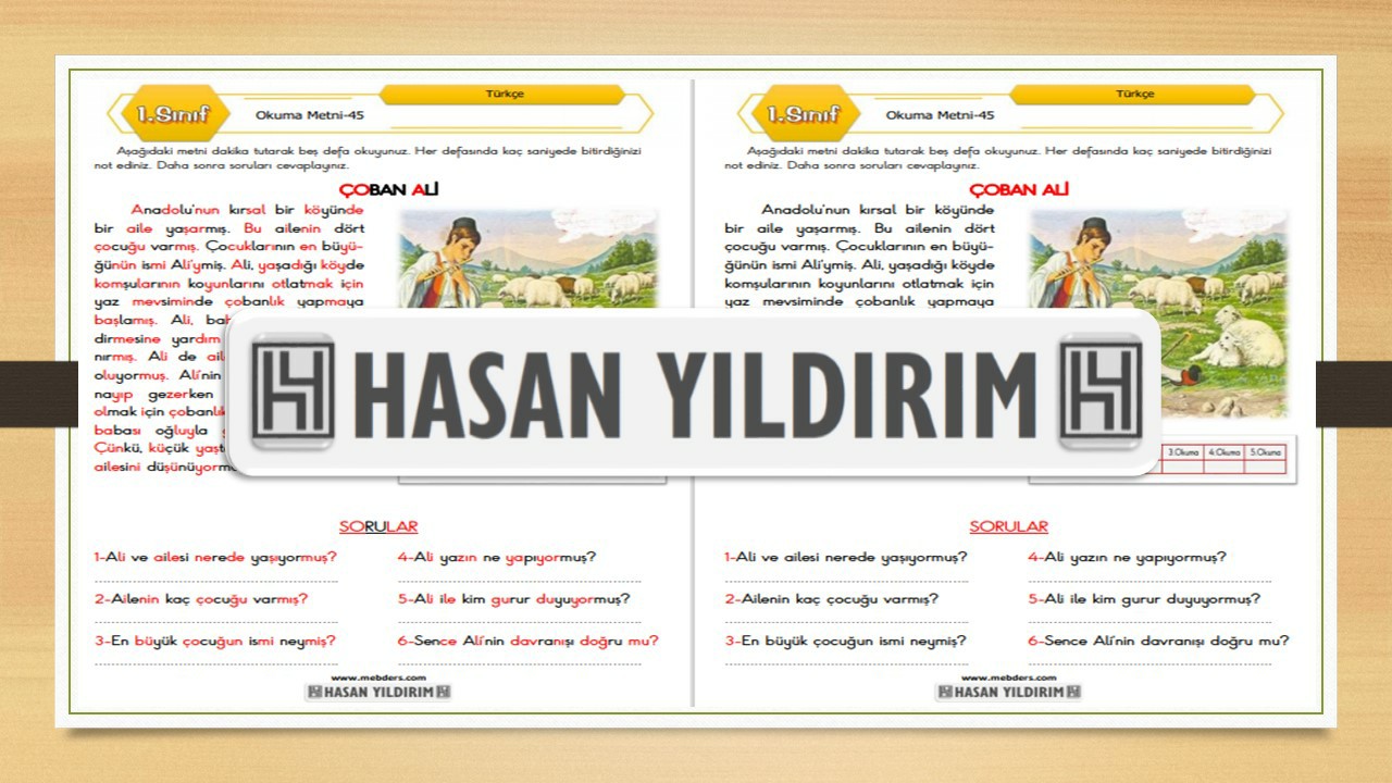 1.Sınıf Türkçe Okuma Metni-45 (Çoban Ali)