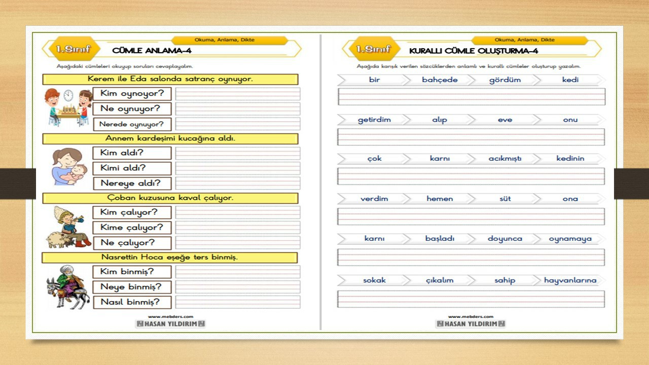 1.Sınıf Türkçe Cümle Anlama ve Kurallı Cümle Oluşturma-4