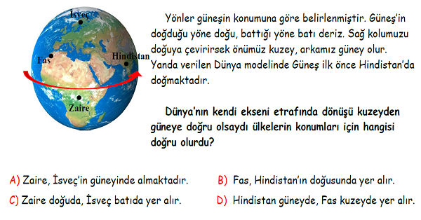 4.Sınıf Fen Bilimleri Yer Kabuğu ve Dünyamız Hareketleri Yeni Nesil Sorular