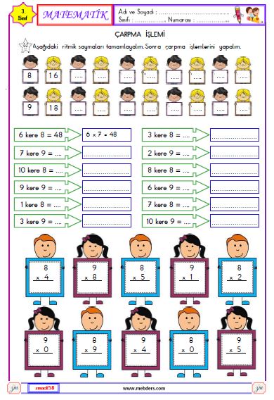 3. Sınıf Matematik Çarpma İşlemi Etkinliği 9