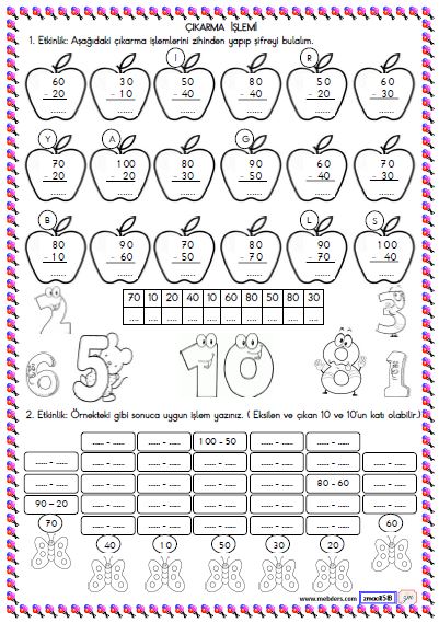 2. Sınıf Matematik Zihinden Çıkarma İşlemi Etkinliği 2