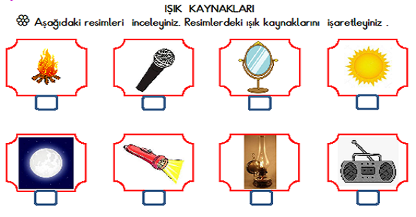 3.Sınıf Fen Bilimleri Işık Kaynakları Etkinliği 2