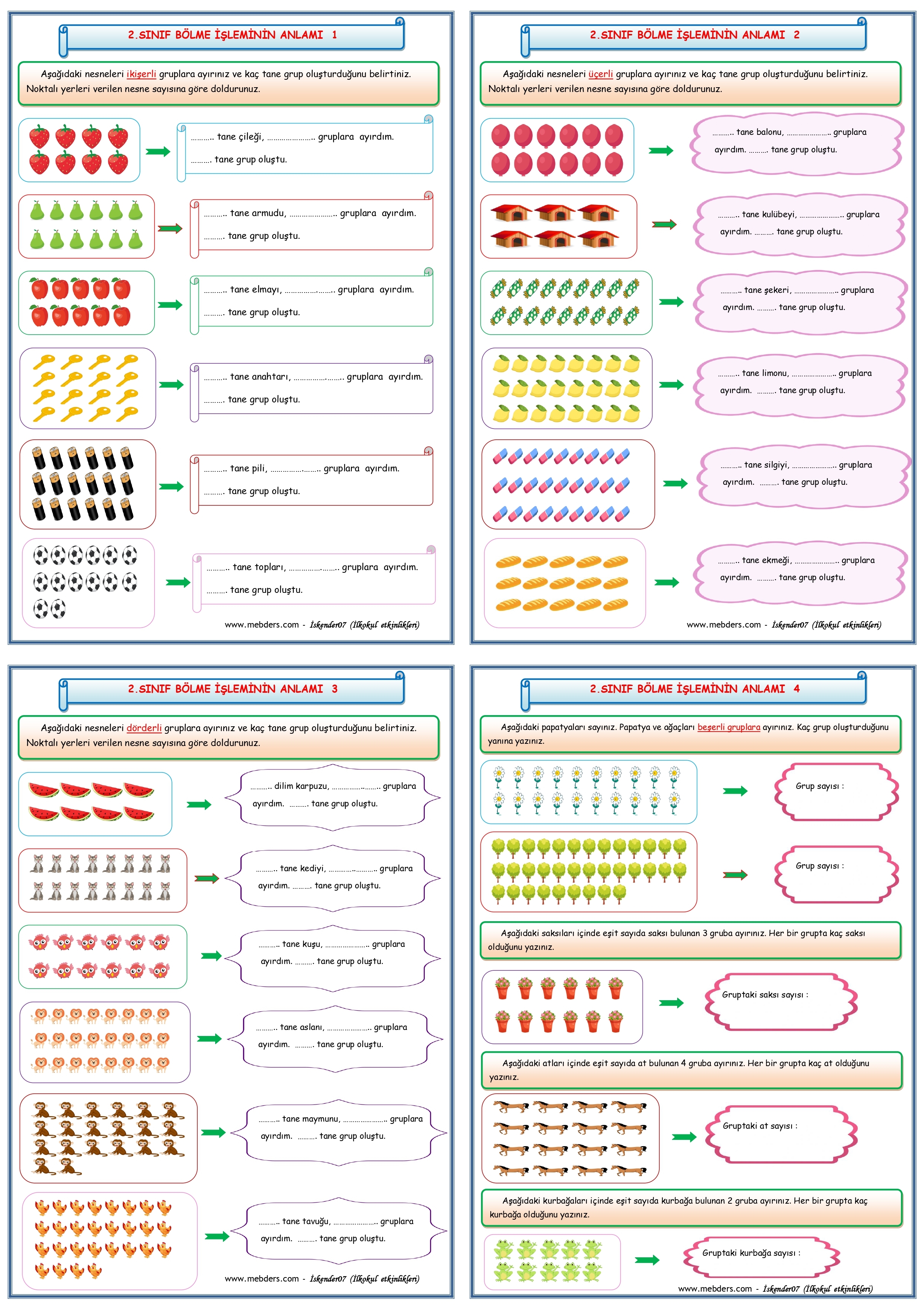 2.Sınıf Matematik Bölme İşleminin Anlamı (4 Sayfa)