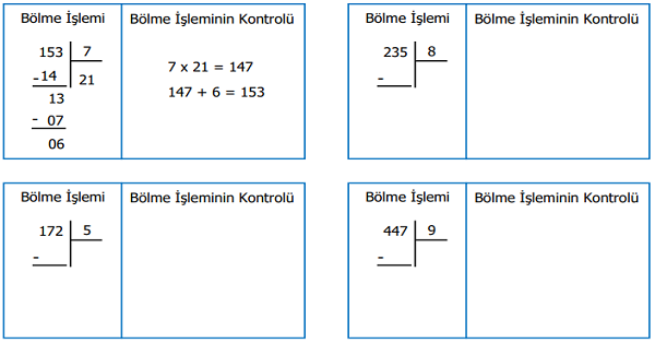 4.Sınıf Matematik Çarpma ve Bölme İşlemleri Arasındaki İlişki Etkinliği 2