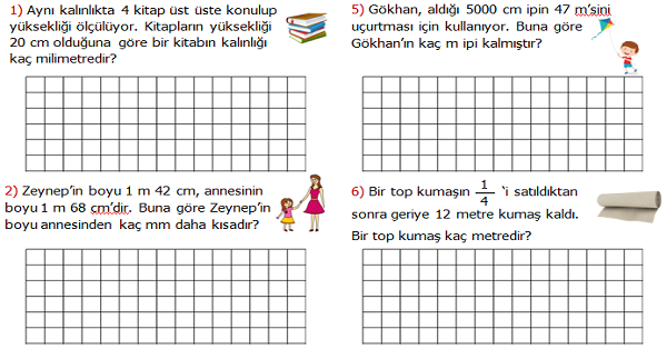 4.Sınıf Matematik Uzunluk Ölçüleri ile İlgili Problemler 3