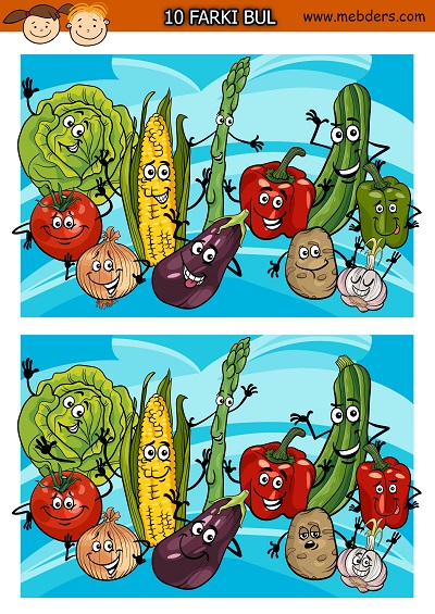 Sevimli sebzeler arasındaki 10 farkı bulma etkinliği